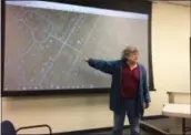  ?? EVAN BRANDT — MEDIANEWS GROUP ?? Douglass resident Darlene Eisenhard shows New Hanover officials where stormwater problems are occurring near her home.