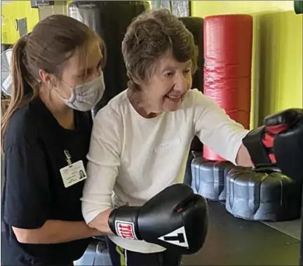  ?? PHOTO PROVIDED BY CMU NEWS ?? At Central Michigan University, second-year physical therapy students directing the existing “MOVE! For Health” fitness program for Parkinson’s, multiple sclerosis and other neurologic conditions found creative ways to lead exercise from home.