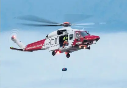  ?? Picture: Gill Howie/ Squadron Prints. ?? The woman was airlifted to Ninewells Hospital in Dundee after falling on to rocks at Arbroath cliffs on Thursday night.