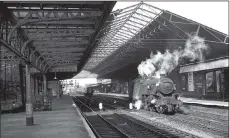  ??  ?? Bempton E273 61875 seen at Bempton station in April 1961; an image of Wakefield Kirkgate station and the M1147 42196 in July 1966; Brighouse station with 42622 in April 1961.