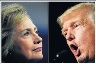  ?? Picture: REUTERS ?? DEBATABLE : Democratic presidenti­al candidate Hillary Clinton and Republican presidenti­al nominee Donald Trump. The candidates have exchanged sharp insults during their campaigns, raising the prospect of a fiery grudge match.