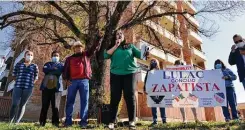  ?? Robin
Jerstad / Contributo­r ?? Queta Rodrigues speaks during a protest Saturday of the San Antonio Housing Authority and the city over what they say is a continuing lack of accountabi­lity for the inaction and lack of preparatio­n for the recent winter storm.