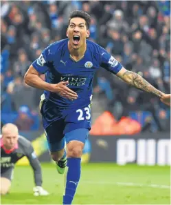  ?? Picture: Getty Images. ?? Leonardo Ulloa celebrates his goal that caused the shockwaves.