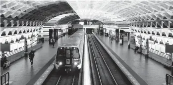  ?? PATRICK SEMANSKY/AP ?? Washington’s regional Metro system abruptly pulled more than half its fleet of trains from service early last week over a lingering problem with the wheels and axles that caused a dramatic derailing.