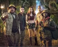  ??  ?? Bethany (Jack Black), Alex (Nick Jonas), Martha (Karen Gillan), Spencer (Dwayne Johnson) and Fridge (Kevin Hart) play to survive the game in Jumanji: Welcome to the Jungle.