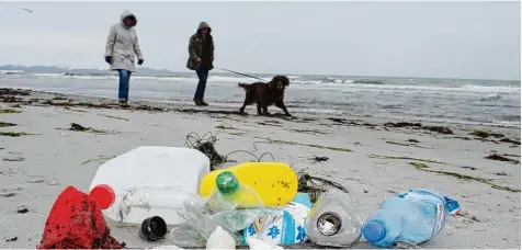 ?? Foto: Stefan Sauer, dpa ?? Plastik an den Stränden stellt weltweit ein Problem dar – auch hier an der deutschen Ostsee.