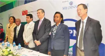  ??  ?? L-R: Prof. Chinyere Ezeaka, keynote speaker, Pof. James Renner – Chairman, NNIA, Dr. Rizwan Yousuf, Category Business Manager Nestle Nutrition, Mr. Maurico Alarcon, MD, Nestle Nig. Plc., Mrs. Simidele Onabanjo, Rep the DG National Agency for Food and...