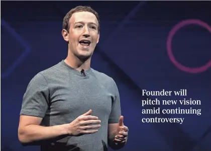  ?? GETTY IMAGES ?? Facebook CEO Mark Zuckerberg will give the keynote address at the company’s f8 conference Tuesday.