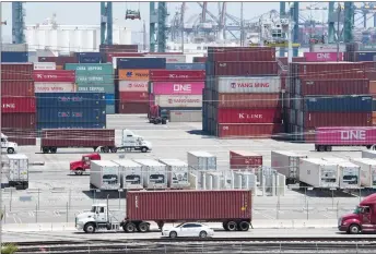  ??  ?? File photo shows shipping containers from China and Asia are unloaded at the Long Beach port, California. — AFP photo