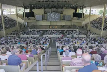  ?? Leon J Stein ?? The new amphitheat­er at the Chautauqua Institutio­n has an enlarged stage with an orchestra pit that opens with hydraulic lifts, along with new steps and handrails.