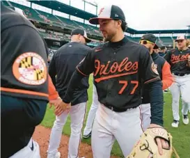  ?? JULIO CORTEZ/AP ?? After doubling and homering in Saturday’s spring training opener, Orioles infielder Terrin Vavra continued to make a strong early impression as he competes for a spot on the Orioles’ openingday roster.
