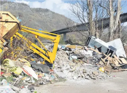  ??  ?? Drop and go Builder’s rubble and junk has been abandoned while lockdown has been keeping onlookers home