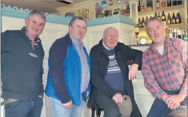  ?? (Pic: John Ahern) ?? Killavulle­n musician, Edmond O’Gorman, right, pictured with, l-r: Michael O’Regan, David O’Regan and Martin Curtin, from Shanballym­ore, at Monday afternoon’s music session in Griffin’s Bar.