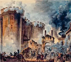  ??  ?? Quel 14 luglio«Presa della Bastiglia», dipinto di Jean-Pierre Houël (17351813).Fra i libri più noti di Michel Vovelle (in basso) c’è «La Francia rivoluzion­aria. La caduta della monarchia (1787-1792)», pubblicato da Laterza