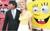  ??  ?? In this file photo taken on November 14, 2004 Director Stephen Hillenburg and actress Scarlett Johansson attend the film premiere of ‘The Spongebob Squarepant­s Movie’ at the Grauman’s Chinese Theatre in Los Angeles, California.