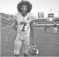  ??  ?? QB Colin Kaepernick, shown with the 49ers in 2016, remains a free agent.