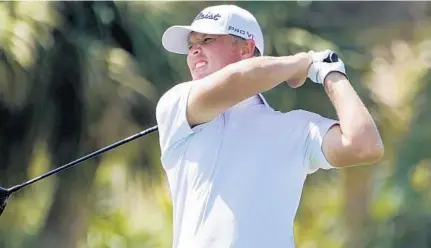  ?? MARTA LAVANDIER/AP ?? Matt Jones hits from the 18th tee Thursday during the first round of the Honda Classic Palm Beach Gardens. Jones tied the course record at PGA National with a 9-under 61.