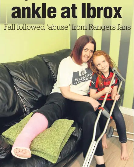  ??  ?? Claire Hamilton, pictured with daughter Paige, recovering at home from her injury.