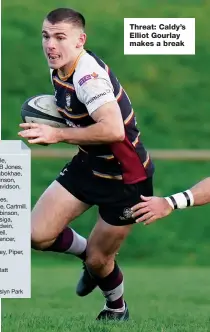  ?? ?? Threat: Caldy’s Elliot Gourlay makes a break