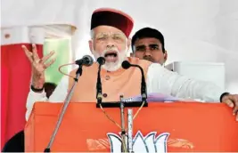  ?? PTI ?? Prime Minister Narendra Modi addressing an election rally at Palampur on Sunday