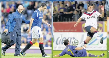  ??  ?? HARD BREXIT Wallace trudges off injured against Maribor at Ibrox six years ago after starting first-leg defeat