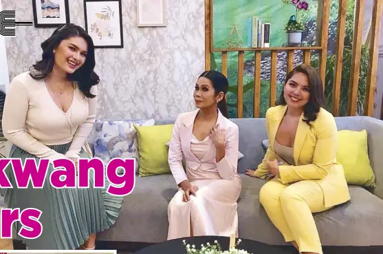  ??  ?? The hosts of Rise and Shine, airing live on the Kapatid Network TV5 next month, during their first pictorial: (Above, from left) Pauleen, Pokwang and Ria promise feel-good mornings