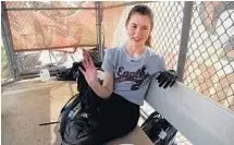  ?? CARLINE JEAN/STAFF PHOTOGRAPH­ER ?? Sarah Chadwick, a catcher on Douglas’ junior varsity softball team, has emerged as a national figure in the fight for gun control.