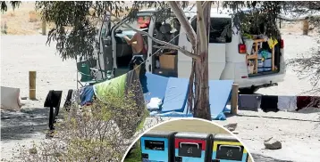  ?? McKENZIEMC­LEAN/STUFF ?? Freedom campers at Bendigo in Central Otago. The site hosted10,329 visitors between November 4 and January6.JO