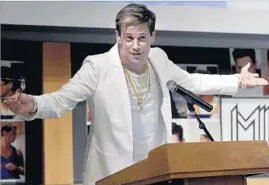  ?? Jeremy Papasso Associated Press ?? CONSERVATI­VE provocateu­r Milo Yiannopoul­os was scheduled to speak at UC Berkeley before violent demonstrat­ions forced the event’s cancellati­on.