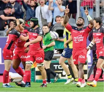  ?? Photo: Toulon ?? Toulon winger Josua Tuisova points to the sky after scoring their lone try in the Top 14 final on June 5, 2017.
