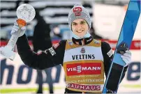  ??  ?? Thomas Morgenster­n gewann in Oslo als Gelb-Träger Gold. Mit elf Saisonsieg­en startet der Norweger Granerud in Oberstdorf als Topfavorit.