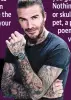  ?? ?? David Beckham’s sleeve tattoo comprises tributes to his wife and children