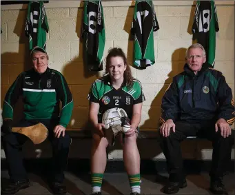  ??  ?? Clanmauric­e camogie team captain Trisha Moran with selector Pat Young, left, and team manager Mike Enright at training in the GAA pitch in Caherslee in Tralee. Photo by Domnick Walsh