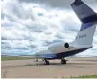  ?? RICK ROMELL / JOURNAL SENTINEL ?? A private jet believed to be connected to Foxconn Technology Group was at Mitchell Internatio­nal Airport on July 10.