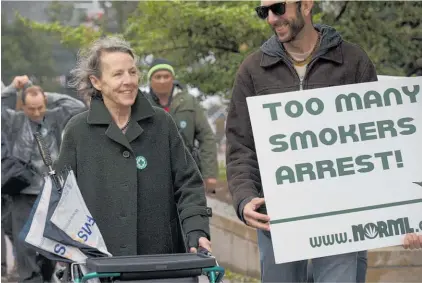  ?? Photos / Nick Reed, Jason Oxenham. ?? Pearl Schomburg organised a protest in 2016 in support of legalising medicinal cannabis in New Zealand; Schomburg’s introducti­ons have helped Paul Manning’s medicinal cannabis start-up Helius Therapeuti­cs build credibilit­y (right).