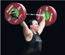  ?? PHOTO: GETTY IMAGES ?? Weightlift­er Laurel Hubbard, of New Zealand, competes in the women’s over 90kg final on the Gold Coast yesterday. She subsequent­ly withdrew injured.