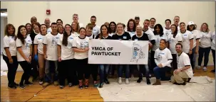  ??  ?? Volunteers from the YMCA of Pawtcuket were among the participan­ts in Friday’s Blue across Rhode Island service project.