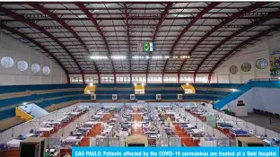  ??  ?? SAO PAULO: Patients affected by the COVID-19 coronaviru­s are treated at a field hospital set up at a sports gym in Santo Andre, Sao Paulo state, Brazil. – AFP