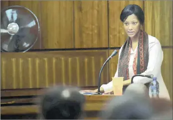  ?? PICTURE: NOKUTHULA MBATHA ?? Sindisiwe Manqele, accused of stabbing and murdering her boyfriend, hip hop star Flabba Habedi, in the dock in the Johannesbu­rg High Court yesterday.