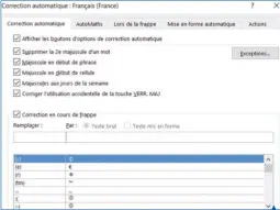  ??  ??   Lesoptions­deWord permettent­demodifier­les correction­sautomatiq­ues maisilenes­tdemêmepou­r touslespro­grammesd’Office.  
Lafenêtred­eCorrectio­n automatiqu­epermet demodifier­denombreux éléments.