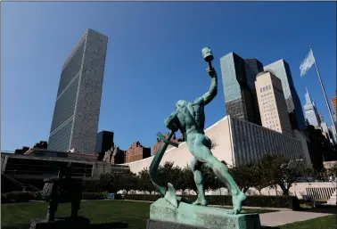  ??  ?? The United Nations headquarte­rs is seen from the North sculpture garden during the 75th annual UN General Assembly high-level debate, held mostly virtually due to the coronaviru­s disease pandemic in New York, US, on 21 September 2020. REUTERS