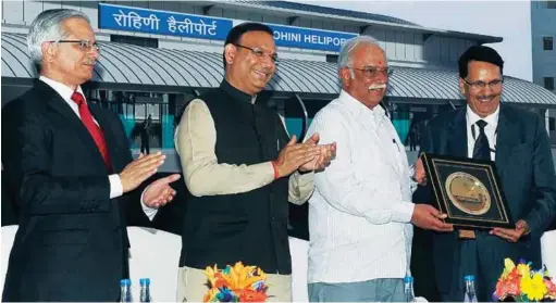  ??  ?? Union Minister for Civil Aviation P. Ashok Gajapathi Raju at the dedication ceremony of the first Integrated heliport to the nation at Rohini Heliport, in Delhi on February 28, 2017. The Minister of State for Civil Aviation Jayant Sinha and the...