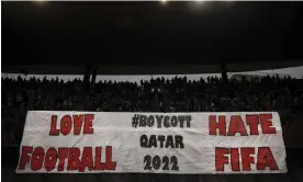  ?? ?? FC Zurich fans make their feelings known. Photograph: Michael Buholzer/EPA