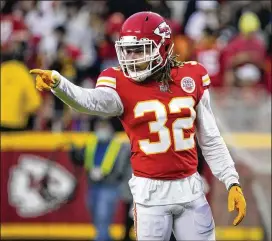  ?? ED ZURGA/AP 2021 ?? Safety Tyrann Mathieu, who played for the Chiefs the past three seasons, signed a three-year, $33 million contract with his hometown Saints. The former LSU star has played in 129 regular-season games with 120 starts. He has 41 tackles for loss, 10 sacks and 26 intercepti­ons, including three that were returned for TDs.