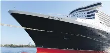  ??  ?? Cunard’s Queen Mary 2 is the only ship to offer regular, scheduled transatlan­tic crossings between North America and Europe, and is designed to maintain her schedule during all weather conditions.
