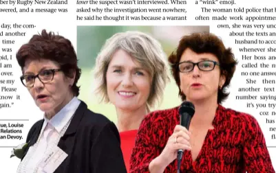  ??  ?? From left, Jackie Blue, Louise Nicholas and Race Relations Commission­er Susan Devoy.