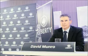  ??  ?? Liberty chief executive David Munro speaks about a data breach that took place at Liberty on Thursday when they were hacked and client info was stolen. The brief took place at the company head office in Braamfonte­in JHB last night.