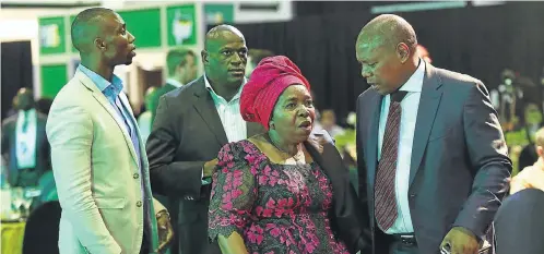  ?? Picture: Masi Losi ?? ANC presidenti­al hopeful Nkosazana Dlamini-Zuma talks to outgoing ANC treasurer-general Zweli Mkhize, right, at a gala dinner on Friday night to bid farewell to party president Jacob Zuma and other officials whose term of office has ended, before...