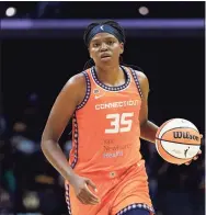  ?? Ashley Landis / Associated Press ?? Forward Jonquel Jones and the Connecticu­t Sun enter the WNBA playoffs as the No. 1 overall seed.