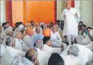  ?? ?? Khap leaders hold a mahapancha­yat in Kaithal on Saturday.